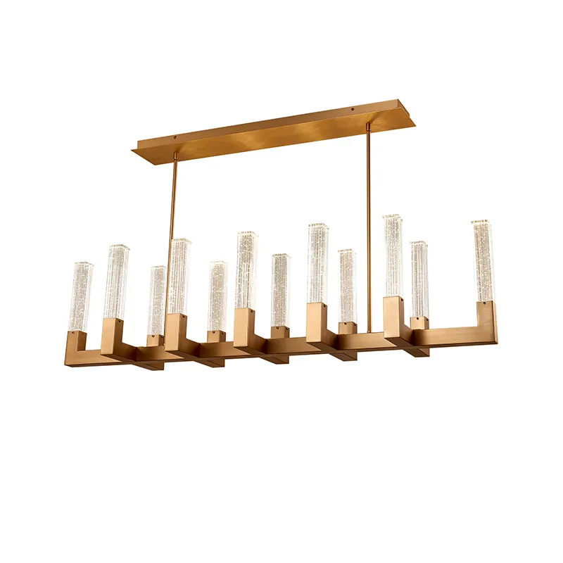 Lampadario in cristallo a bolle color ottone