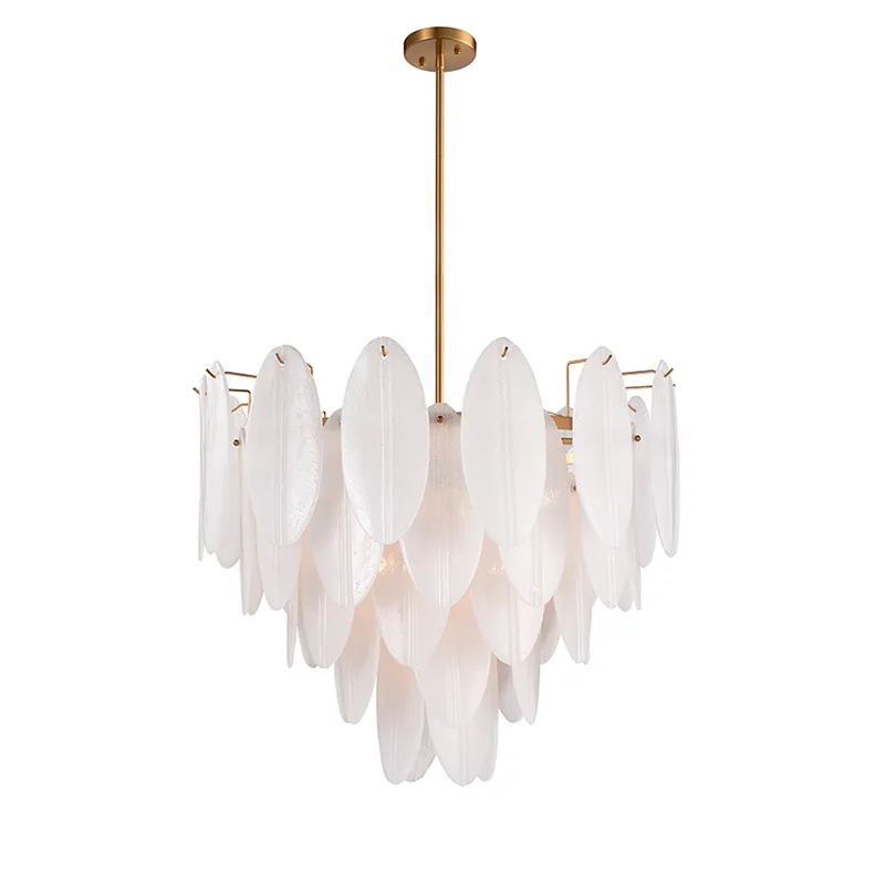 Lampadario contemporaneo in vetro smerigliato rotondo ovale