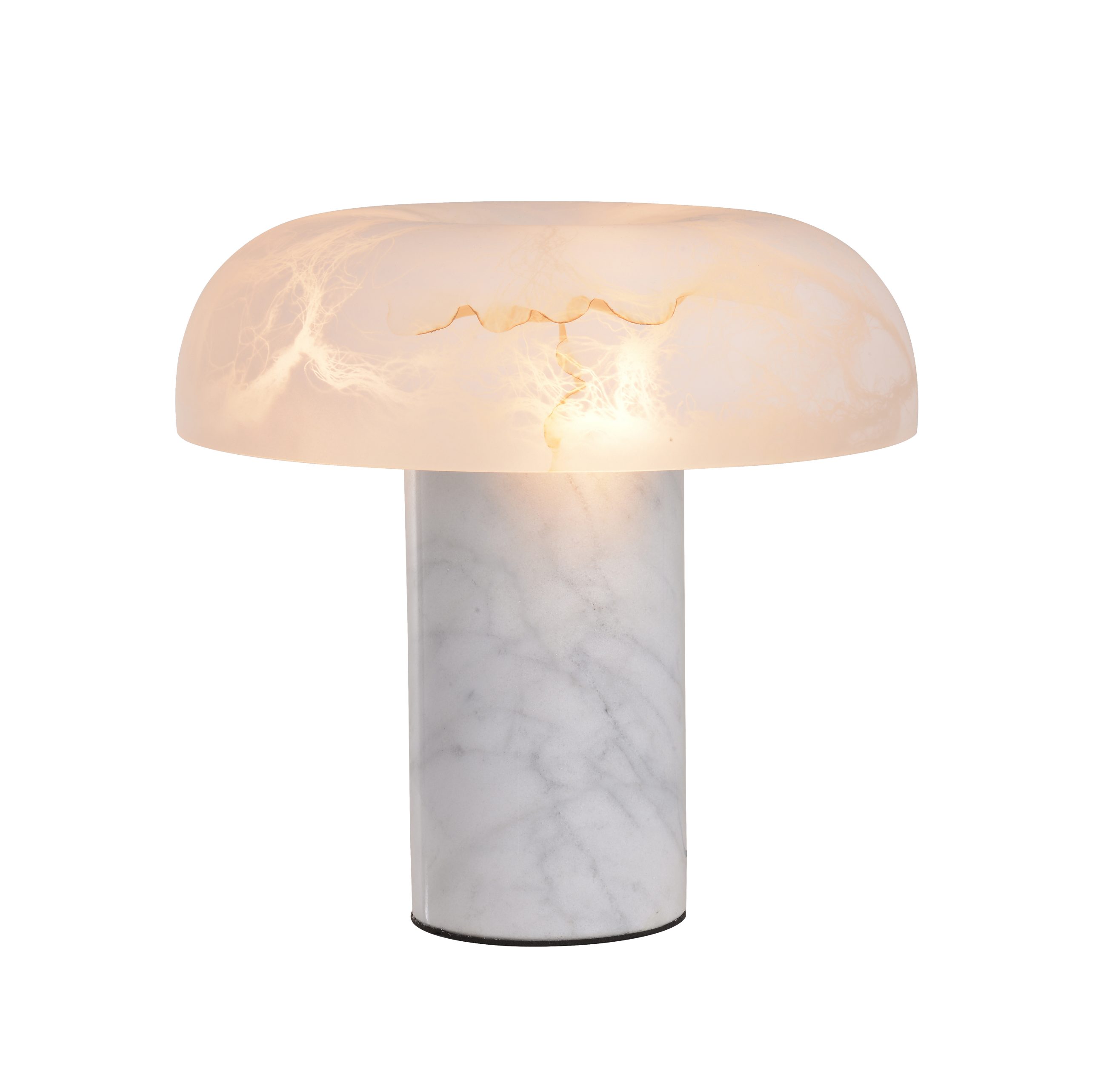 Lampada da tavolo decorativa in alabastro a forma di fungo