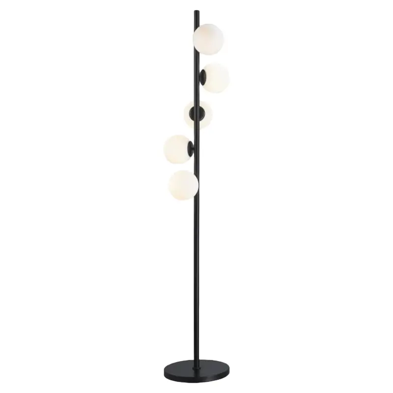 Lampada da terra moderna con globo in vetro smerigliato