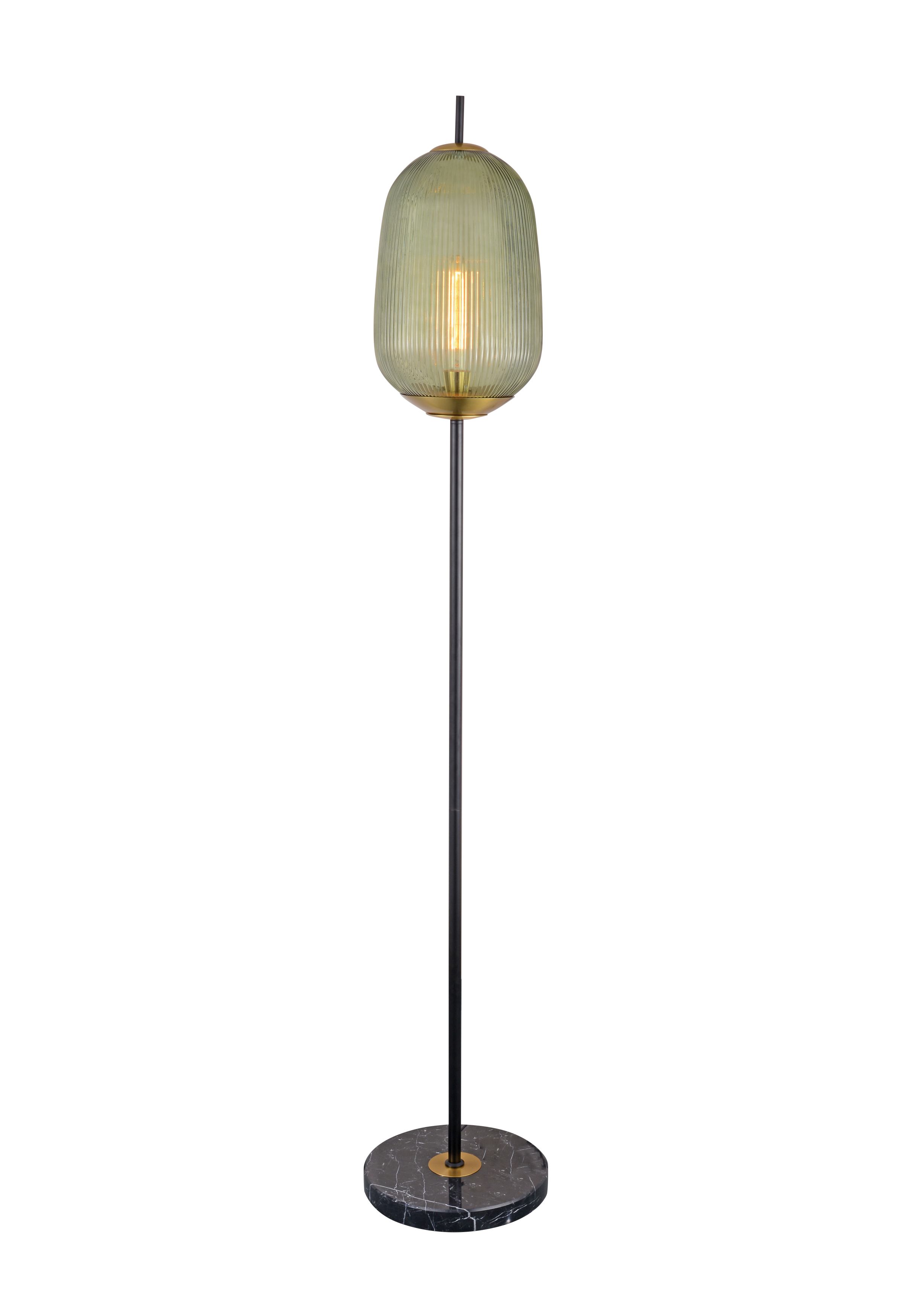 Lampada da terra in marmo di vetro a coste verde salvia