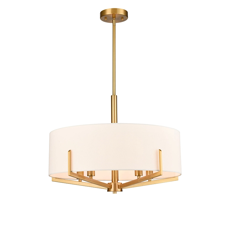 Lampadario moderno con paralume in tessuto bianco